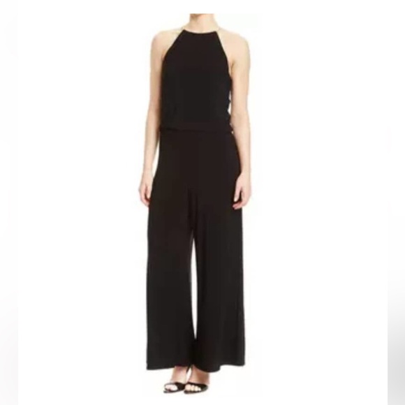 R&M Richards Pants - R&M Richards Black Jersey Dressy Sequin Wide Leg Jumpsuit Cocktail Social Size 6
